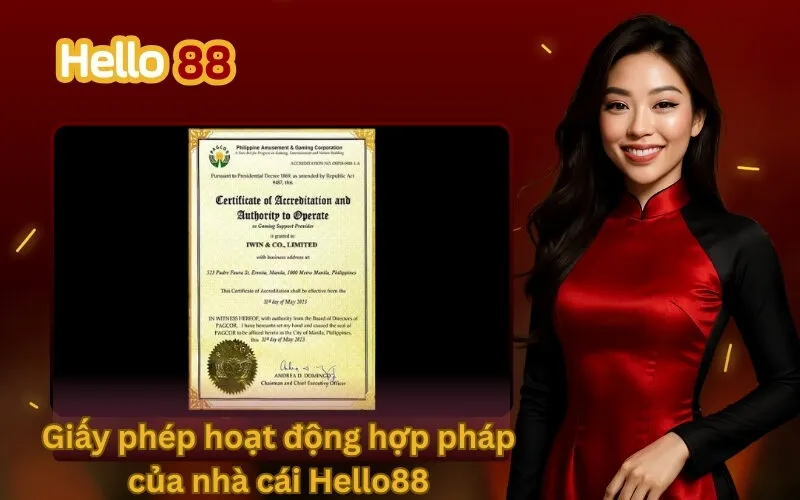 Giấy phép hoạt động hợp pháp của nhà cái Hello88